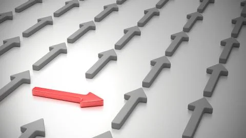 Red arrow among the gray ones Stock Illustration