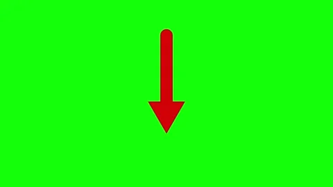 Red arrow animating down side direction on green screen Video stock 315737706