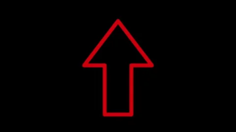 Red up arrow animation on black background . Red arrow pointing upwards Stock Footage 328305295