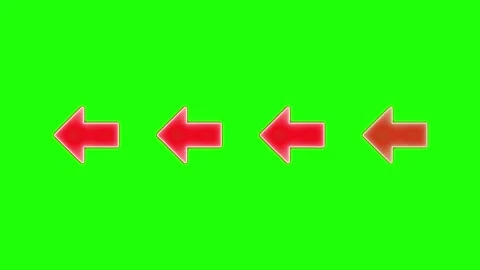Red arrow animation set moving left on green screen background for video ed.. Stock Footage 333032371