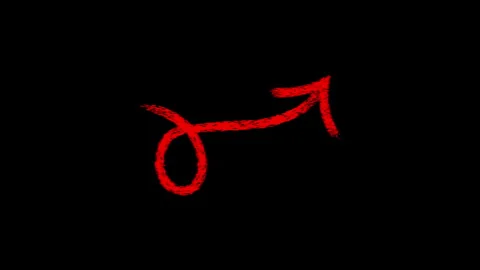 Red arrow animation showing upward curve path movement on solid black backg.. Stock Footage 338238253