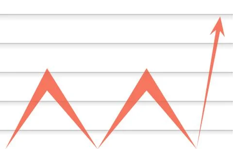 Red arrow on the background of the lines of the graph Stock Illustration