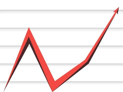 Red arrow on the background of the lines of the graph Stock Illustration