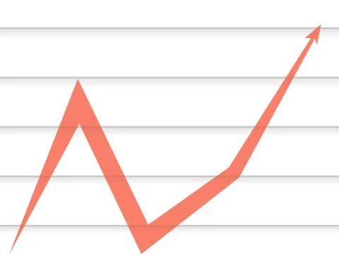 Red arrow on the background of the lines of the graph Stock Illustration