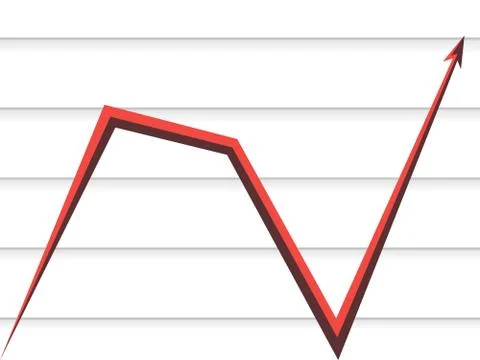 Red arrow on the background of the lines of the graph Stock Illustration