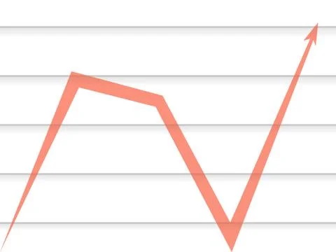 Red arrow on the background of the lines of the graph Stock Illustration