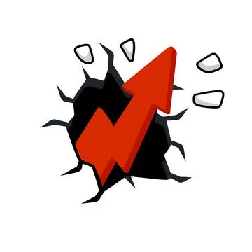 Red arrow break wall. Stock Illustration