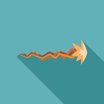 Red arrow breaking through zigzag line on blue background Stock Illustration