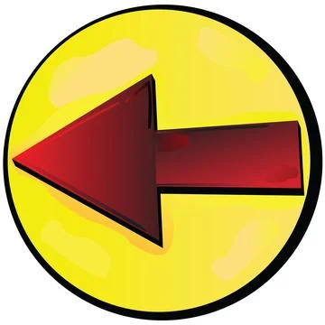 Red arrow in bubble pointing left Illustrazione stock