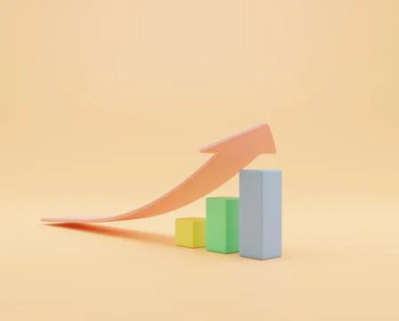 Red arrow up, business, dynamics. 3D Render Stock Illustration
