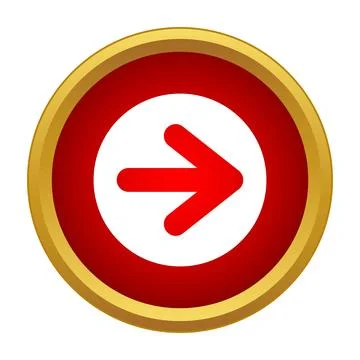 Red arrow button with gold border, next sign Stock Illustration