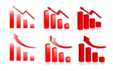 The red arrow chart vector set Stock Illustration