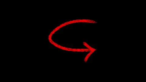 Red arrow curved shape animation hand drawn style design element on black b.. Stock Footage 338165010