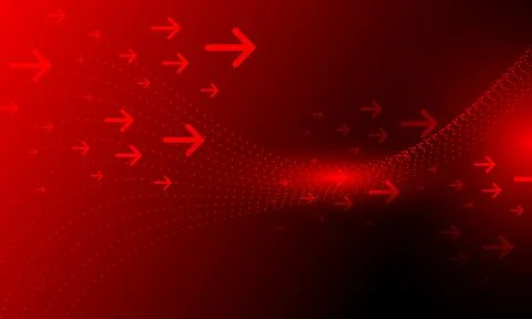 Red arrow cyberspace dot lines wave curves networking with neon light abstr.. Stock Illustration