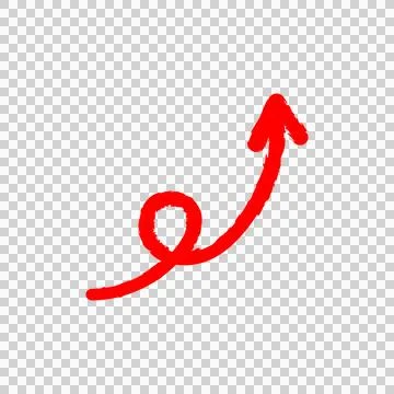 Red arrow up doodle hand draw line icon 库存插图