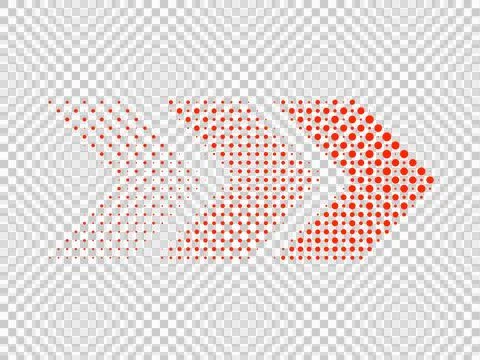 Red Arrow Dotted Pattern Isolated on Transparent Background Stockillustratie