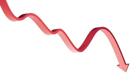 Red arrow. Down, decline or crisis concept. Stock Illustration