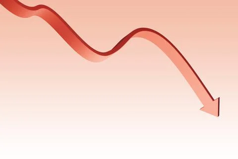 Red arrow. Down, decline or crisis concept. Stock Illustration