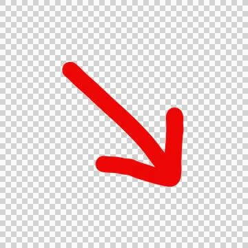 Red arrow down direction hand drawn symbol Ilustração Stock