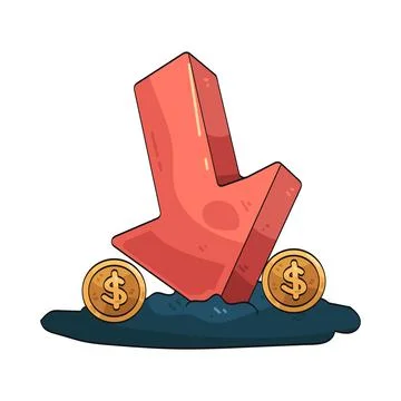 Red arrow down illustration Stock Illustration