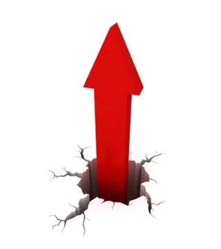 Red arrow getting out from a crack on the ground Stock Illustration