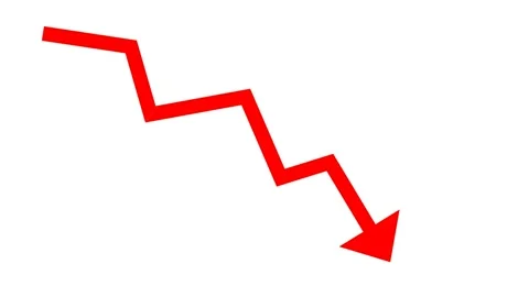 Red arrow going downward on green screen Stock Footage 310719778