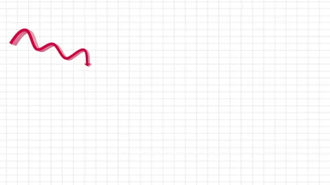 Red arrow going downwards on white background Stock Footage 166579126