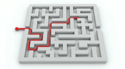 Red arrow going through the labyrinth Stock Footage