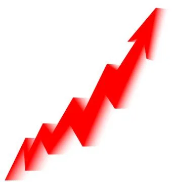 Red arrow graph goes up white background Stock Illustration