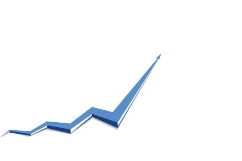 Red arrow graph goes up white background Stock Illustration