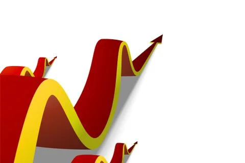 Red arrow graph goes up white background Stock Illustration