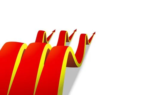 Red arrow graph goes up white background Stock Illustration