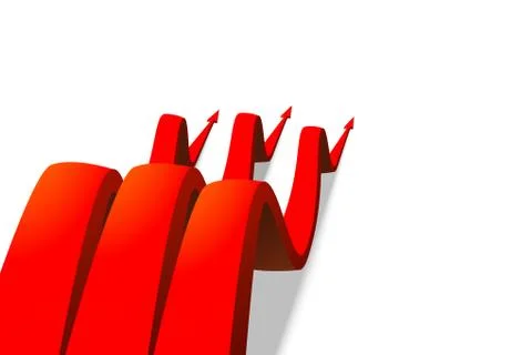 Red arrow graph goes up white background Stock Illustration