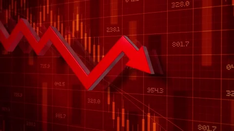 Red Arrow Graph Going Down loop video Stock Footage 241635834