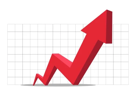 Red-arrow-graph-grid-back Stockbeeldmateriaal 274296406