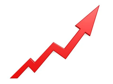 Red arrow graph growth up background Illustrazione stock