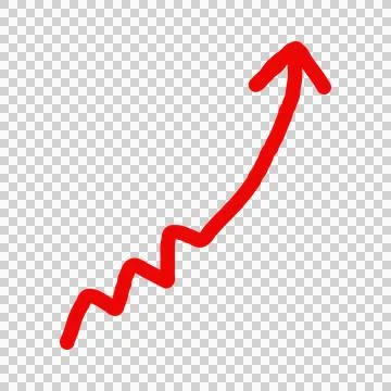 Red arrow graph line pointing upward isolated on white Stock Illustration