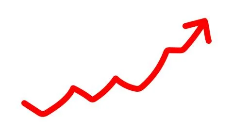 Red arrow graph line pointing upward direction Ilustração Stock