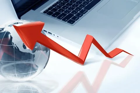 Red arrow graph Stock Photos