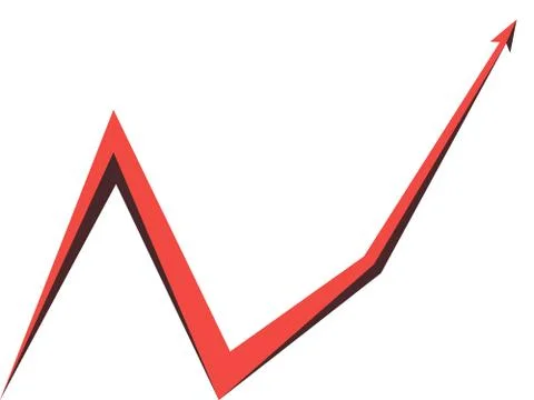 Red arrow graph on white background Stock Illustration