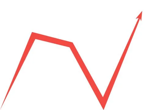 Red arrow graph on white background Stock Illustration
