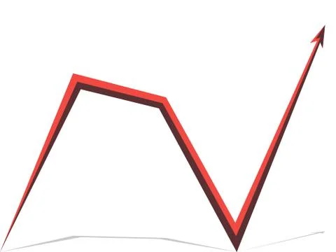 Red arrow graph on white background Stock Illustration
