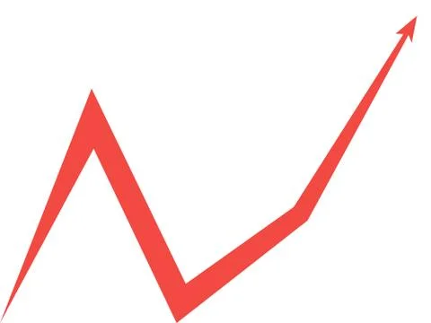 Red arrow graph on white background Stock Illustration