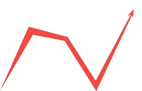 Red arrow graph on white background Stock Illustration
