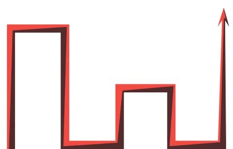 Red arrow graph on white background Stock Illustration