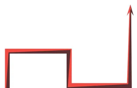 Red arrow graph on white background Stock Illustration