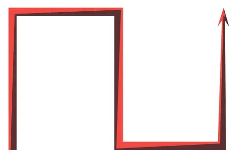 Red arrow graph on white background Stock Illustration