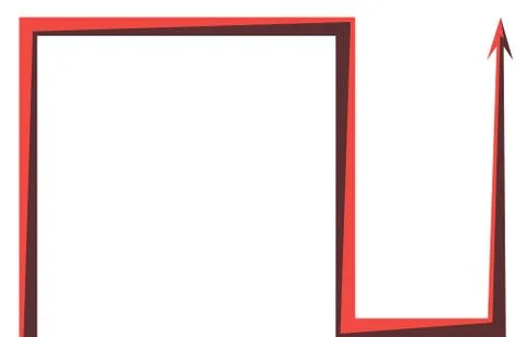 Red arrow graph on white background Stock Illustration