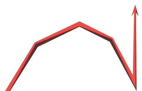 Red arrow graph on white background Stock Illustration
