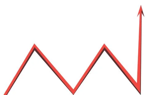Red arrow graph on white background Stock Illustration